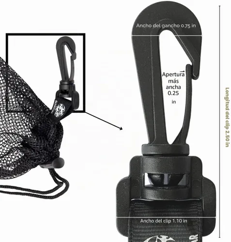 Vista 4 de PALTERWEAR Bolsa de malla con cordón y clips de mosquetón, juego de 4, Negro