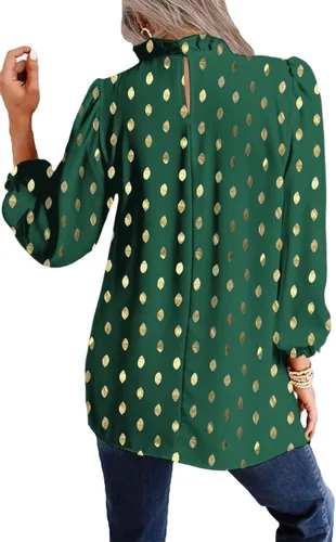 Vista 3 de Avanova - Blusa de manga larga con estampado de leopardo y dobladillo con cuello alto falso para mujer