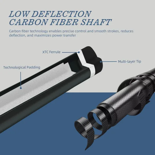 Vista 5 de KONLLEN Carbon Fiber Pool Cue Stick 58-inch Professional Pool Sticks for Adults Full Carbon Technology Low Deflection Pool Cue Billiard Cues with
