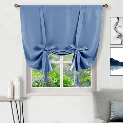 Vista 36 de DWCN Cortinas Opacas - Persiana Enrollable con Lazos para Ventana, Aislamiento Térmico, Oscurecimiento de Habitación, Cortinas con Bolsillo