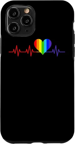 Vista 29 de Gay EKG Pulse Heartbeat Pride Flag y Queer LGBTQ Rainbow Case para iPhone 17
