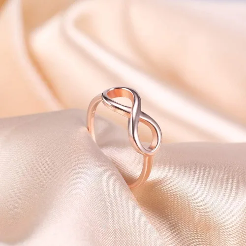 Vista 2 de SOMEN TUNGSTEN Anillo de plata de ley 925 con nudo infinito, anillo de boda de eternidad, tamaño 4-11