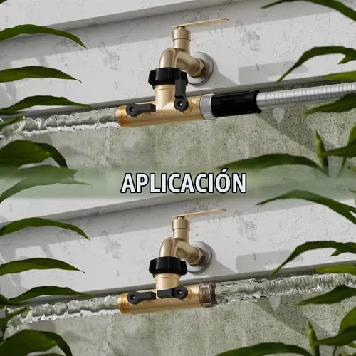 Vista 10 de YANWOO Divisor de manguera de jardín, metal resistente tipo T de 180 grados con válvulas de cierre, conectores de grifo de espita de alto flujo