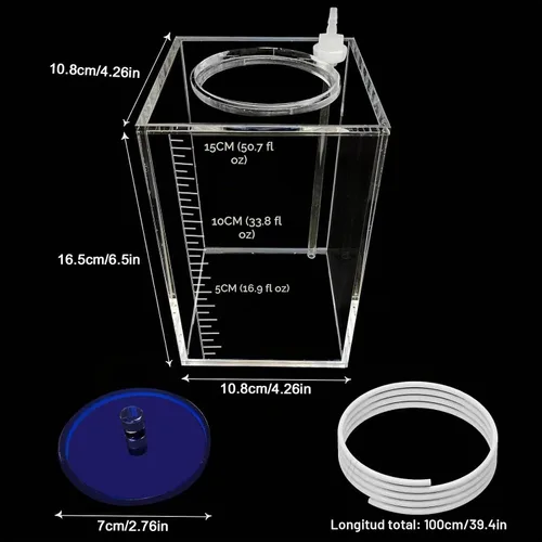 Vista 2 de Recipiente de dosificación, accesorios para bombas de aire de acuario, bomba dosificadora Recipientes de líquido Srorage Cubo hecho de acrílico