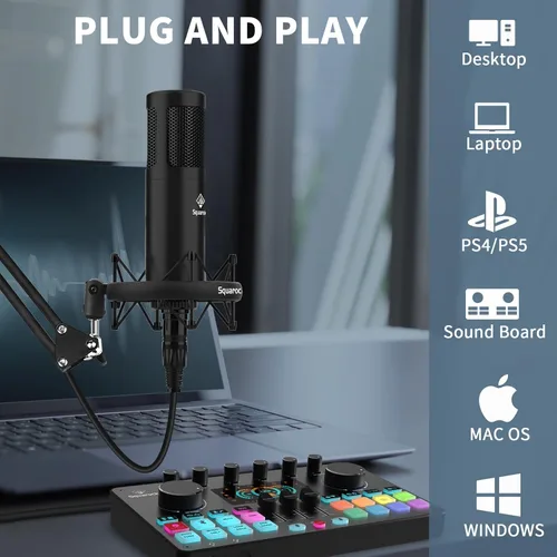 Vista 7 de Paquete de equipos de podcast para 2 con micrófono - Interfaz de audio Equipo de DJ con micrófono para grabación de podcasts Gaming YouTube