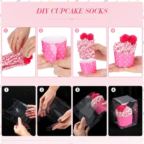 Vista 6 de 4 Pairs Valentine's Day Cupcake Socks Gifts for Women Girl Fuzzy Fluffy Sock DIY Present Socks Birthday Gifts