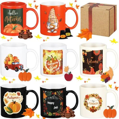 Vista 15 de Maxdot 8 tazas de café de cerámica para profesores, mango de 12 onzas
