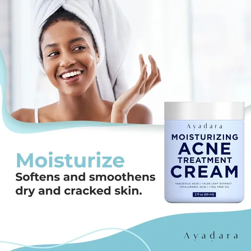 Vista 7 de Crema hidratante para el acné, hidratante facial de ácido salicílico para pieles grasas y propensas al acné, ayuda con espinillas, puntos negros