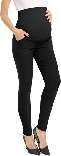 Vista 2 de fitglam Pantalones de maternidad para mujer, para el trabajo, pantalones de embarazo, pantalones de oficina sobre el vientre, pantalones elásticos