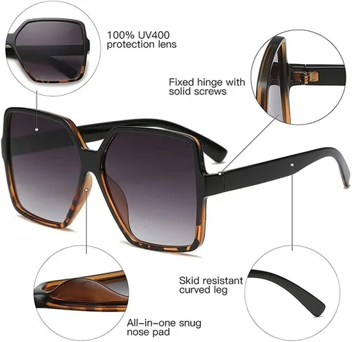 Vista 4 de gafas de sol Gafas cuadradas ojos de gato Gafas de sol de colores UV400 1-beige