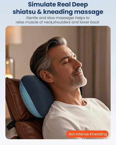 Vista 10 de COMFIER Almohada Masajeadora Shiatsu para Cuello y Espalda con Calor, Almohada Masajeadora para Cuello con Amasado 3D de Tejido Profundo