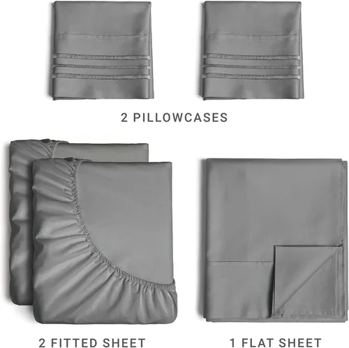 Vista 2 de One Bag in Complete Bad O/S Queen Size 7 piezas. Juego de sábanas y funda de edredón con fundas de almohada de 600 hilos, 100% algodón egipcio