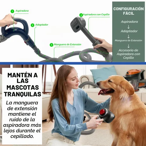 Vista 7 de Accesorio de aspiradora con cepillo para el pelo de mascotas para perros y gatos con manguera de extensión de hasta 3.5M – Compatible con Miele