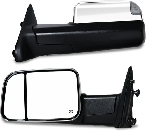 Vista 9 de AERDM Nuevo espejo de remolque con carcasa negra y sensor de temperatura para Ram 1500 2009-2015, Ram 2500 3500 2010-2015, espejos de remolque