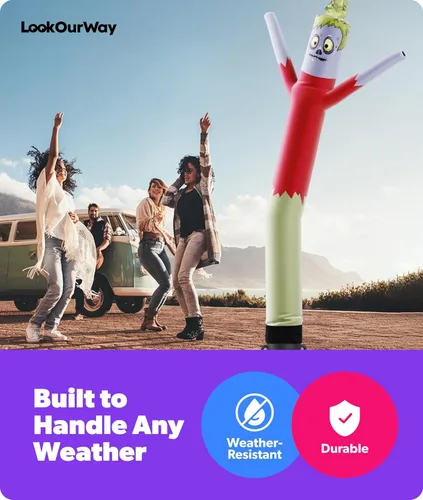 Vista 7 de LookOurWay Juego inflable de tubo para hombre de Halloween Air Dancers Inflable de monstruo loco de 10 pies con soplador de 12 pulgadas Monster