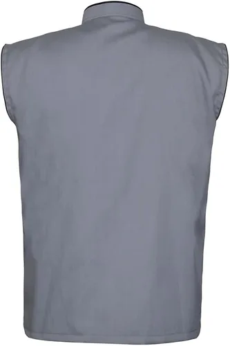 Vista 2 de Chaqueta profesional de peluquero para hombre sin mangas color negro con 2 bolsillos para herramientas de peluquero y cremallera unidireccional