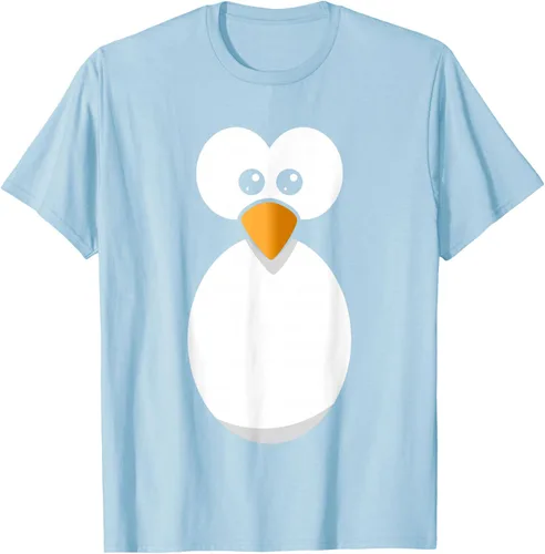 Vista 98 de Camiseta divertida con diseño de cara de pingüino o disfraz fácil, color negro, talla S