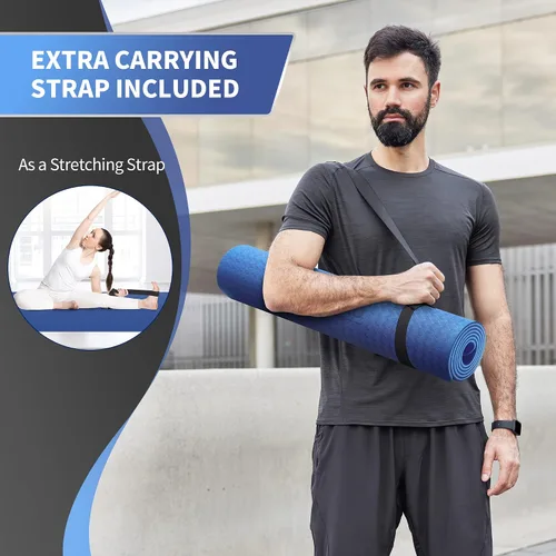 Vista 7 de CAMBIVO Tapete de yoga extra ancho para mujeres y hombres (72"/84" x 32" x 1/4") Tapete de entrenamiento TPE antideslizante grande para yoga