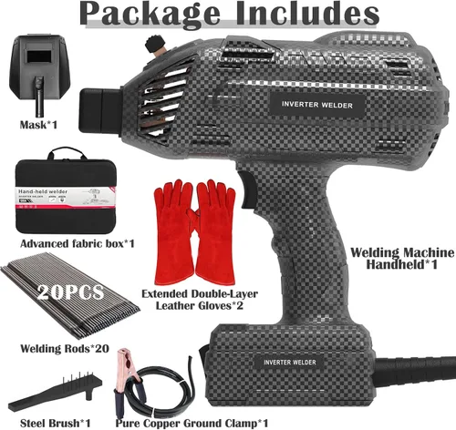 Vista 6 de Soldador de mano, soldador portátil 20-140A, 110V, inversor IGBT, soldador de mano, 20 varillas de soldador portátil de mano, pistola de soldadura