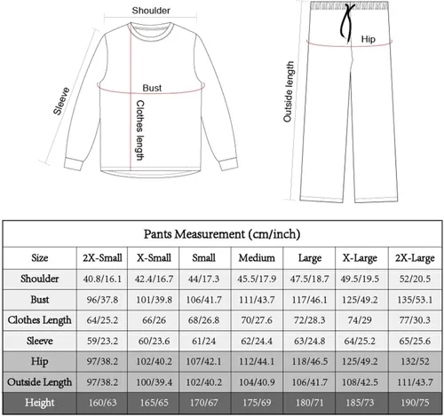 Vista 4 de JHKKU Conjunto de pijama para parejas, pantalón ligero y suave y camiseta de manga larga, conjunto de dormir XXS-XXL