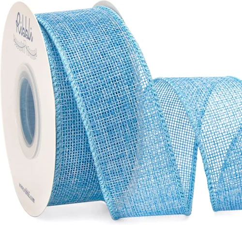 Vista 17 de Ribbli Cinta con alambre de arpillera verde manzana, 1-1/2 pulgadas x 10 yardas, cinta con borde con alambre para lazo grande, corona, decoración