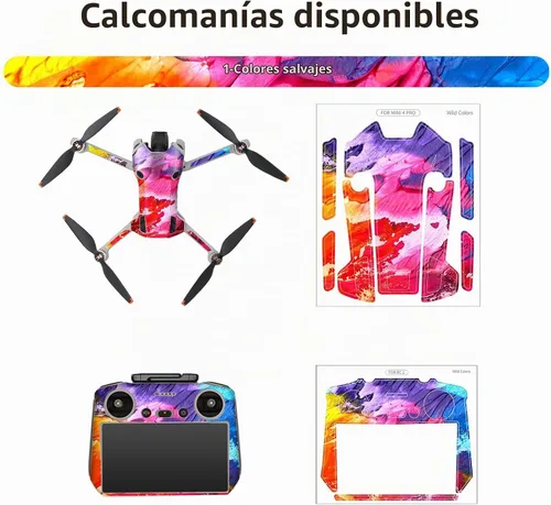 Vista 2 de [Usado] Adhesivos de piel compatibles con DJI Mini 4 Pro, adhesivo impermeable para DJI Mini 4 Pro Drone y controlador RC 2 (A)