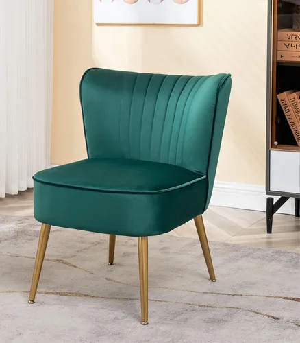 Vista 15 de Container Furniture Direct Silla moderna de terciopelo para sala de estar, dormitorio o entrada, diseño elegante y cómodo sin brazos con patas