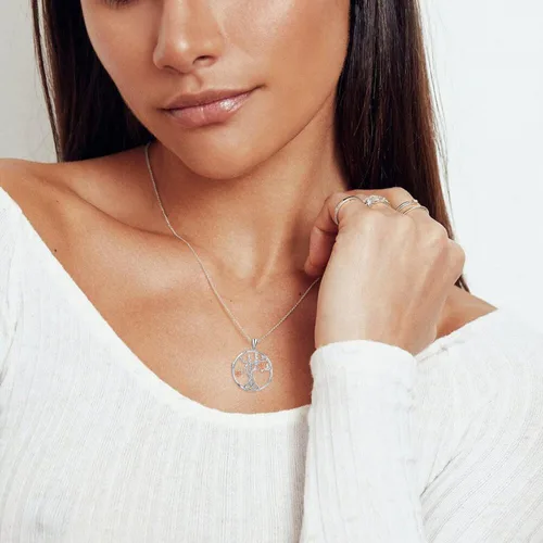 Vista 4 de FLECHAZO Collares de plata de ley S925 con dije de corazón para madre e hija para mujer, collar con dije de amor, cumpleaños, aniversario, dama