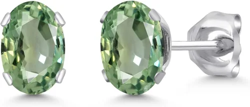 Vista 27 de Gem Stone King Oval Stud Earrings For Women Men 925 Sterling Silver Oval 6X4MM Gemstone Birthstone Fine Jewelry for Her Him Mom Dad Wife