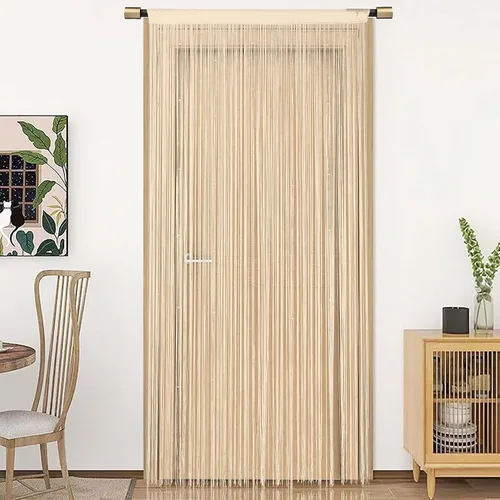 Vista 2 de HSYLYM - Cortinas de cuerda de espaguetis para puertas con borlas de privacidad, marco de puerta, hippy, pared, cocina, pasillo, bohemia, cortinas