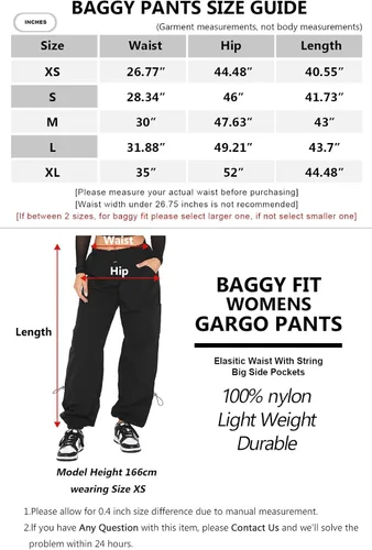 Vista 7 de Y2K Cargo Pants Women Baggy - Pantalones de paracaídas para mujer