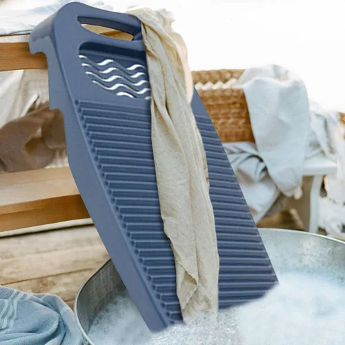 Vista 4 de Tabla de lavado de plástico, tabla de lavar el hogar, herramienta de limpieza manual de ropa para el hogar, dormitorio escolar (azul oscuro)