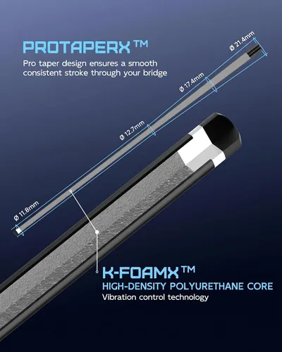 Vista 3 de KONLLEN 2.0 Carbon Fiber Pool Cue, Low Deflection, Pro Taper Shaft BK10-Negro