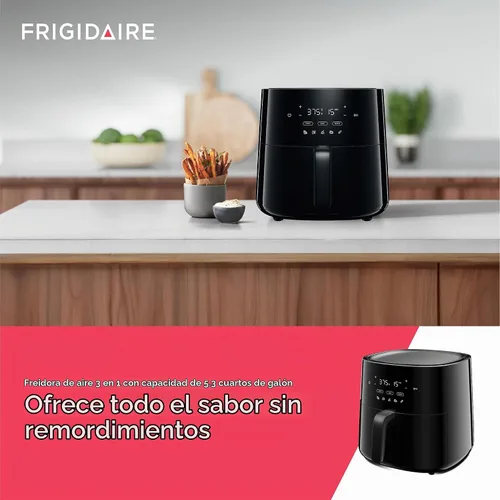 Vista 2 de Frigidaire Freidora de aire 3 en 1, capacidad grande de 5.3 cuartos de galón, pantalla digital, 3 modos de cocción, 5 preajustes de recetas