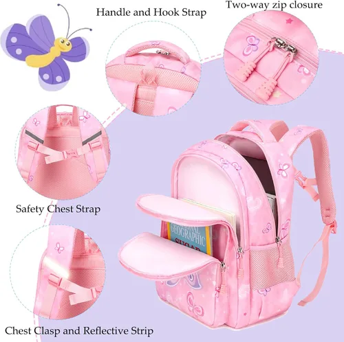 Vista 45 de Juego de mochila para niñas con diseño de unicornio, mochila escolar para niños, mochila para libros para niñas, set 3 en 1, regreso a clases