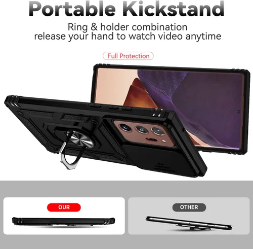 Vista 7 de Funda para Samsung Galaxy Note 20 Ultra con cubierta para lente de cámara, protector de pantalla HD, prueba de caídas de grado militar, soporte