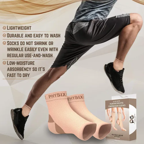 Vista 7 de Physix Gear Calcetines para fascitis plantar para hombres y mujeres, mejores calcetines para el malestar del pie y soporte del arco, calcetines