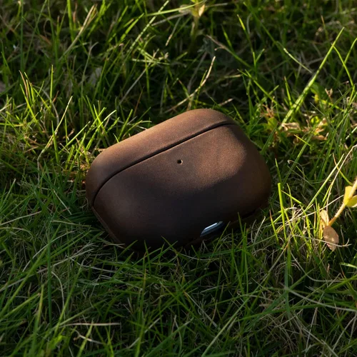 Vista 7 de Funda de cuero para AirPods Pro, estilo vintage Patina Indiana-Jones, funda de cuero para AirPods Pro 1ª generación 2019, hecha a mano, marrón oscuro