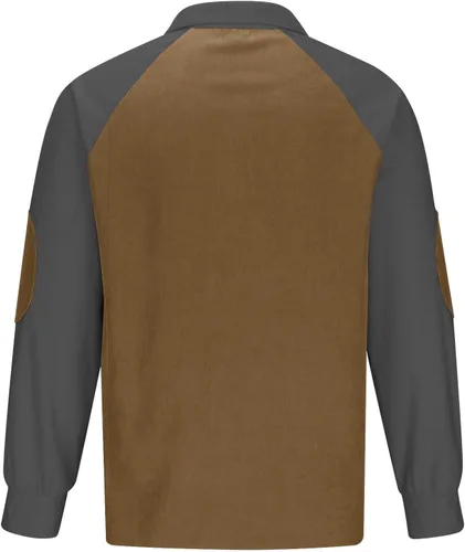 Vista 4 de Hombre Patchwork Jersey Manga Larga Sudadera Cuello Alto Botón Blusa Sudaderas Otoño Invierno Ropa Deportiva