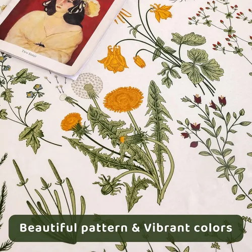 Vista 8 de QSH Sábanas 100% Algodón para Cama Tamaño Queen, Patrón Botánico de Plantas con Flores Amarillas, Sábanas de Cama Florales Impresas de Algodón
