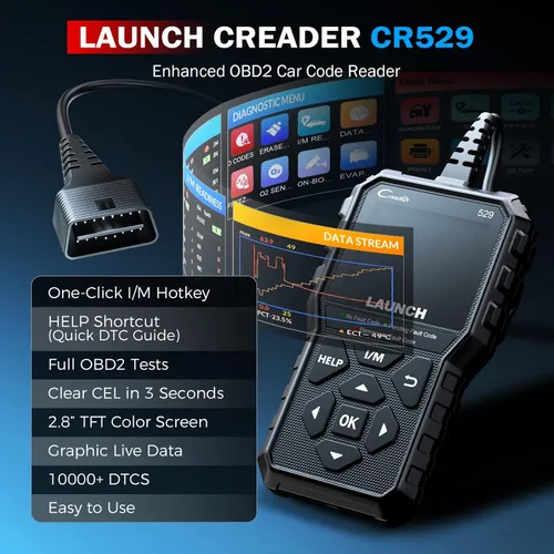 Vista 2 de LAUNCH CR529 - Herramienta de diagnóstico con escáner OBD2, escáner OBD2 completo para automóviles, lector de códigos de luz de motor, actualización