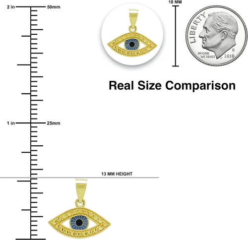 Vista 4 de Charm America - Charm de ojo turco de oro con esmalte - Oro macizo de 10 quilates, Diamante