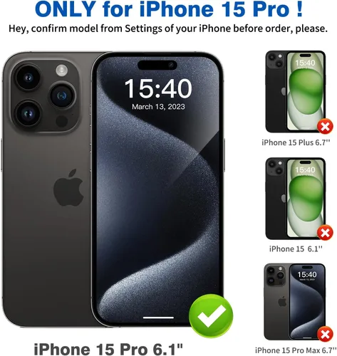 Vista 7 de Jiunai Funda para iPhone 15 Pro, protección contra caídas de alta