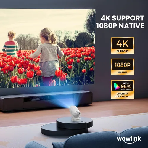 Vista 5 de Proyector [Enfoque automático y aplicaciones nativas y integradas de 1080P] Proyector 4K compatible con corrección automática WiFi 6 Bluetooth 5.4