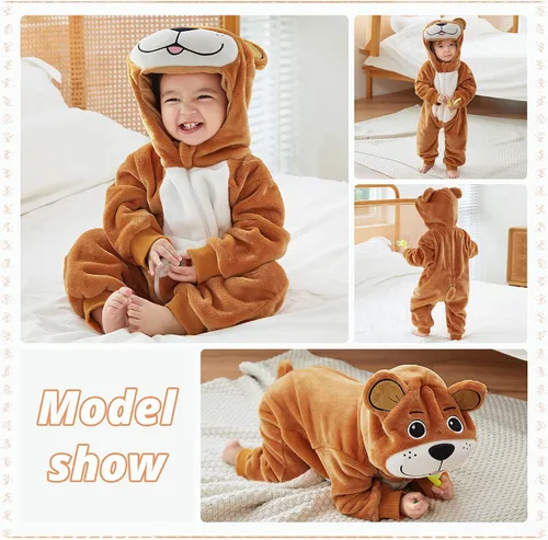 Vista 6 de MICHLEY Disfraz unisex de animal para bebé overol con capucha para invierno otoño Halloween cosplay Pato