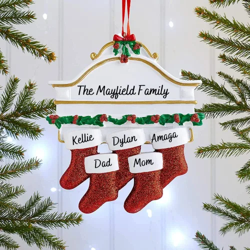 Vista 5 de JewelOra Adornos de Navidad, personalizados de 2 a 6 miembros de la familia, adorno personalizado para árbol de Navidad, decoraciones de vacaciones
