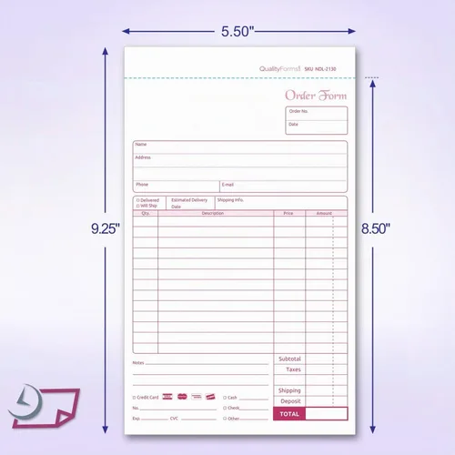Vista 2 de NextDayLabels Formularios de pedido autocopiativos de 2 partes 5.5x8.5