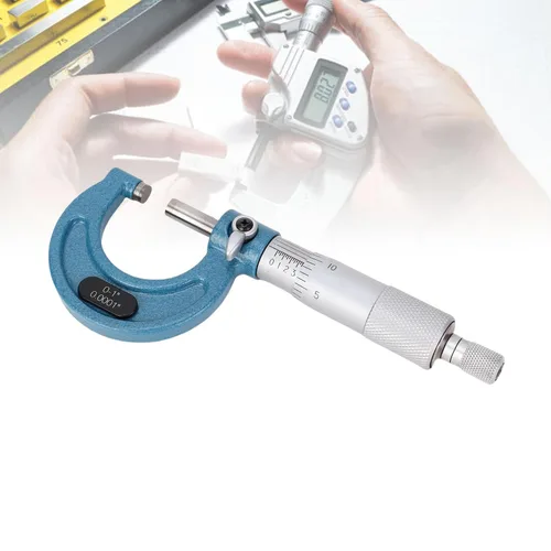 Vista 4 de Professional Outside Micrometer 0 1 Inch Range 0.0001 Graduation Machinist Tool with Tungsten Carbide Anvil for Precision Metalworking and