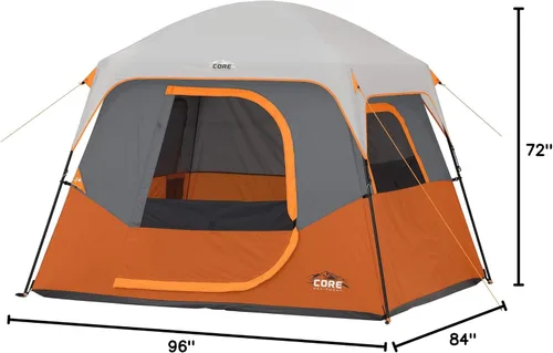 Vista 8 de CORE Tienda de campaña para camping familiar Tienda de campaña portátil para 4 personas y 6 personas con bolsa de transporte para acampar al aire