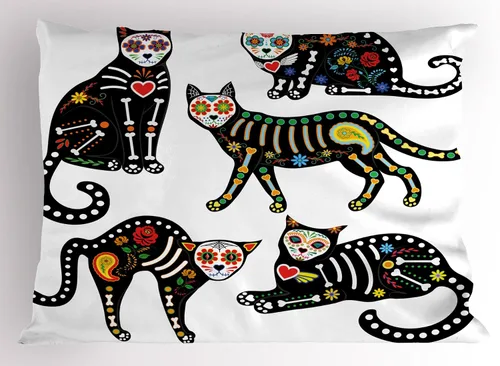 Vista 15 de Ambesonne Juego de 2 fundas de almohada navideñas, diseño de estrellas de Navidad y copos de nieve, letras retro, ropa de cama de microfibra